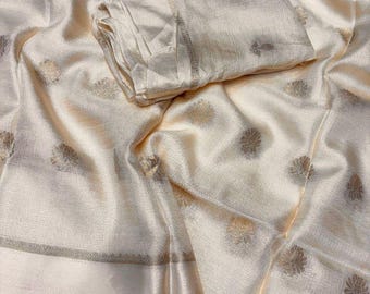 Viscose Khadi Silk Saree: Jacquard Butta with Satin Border