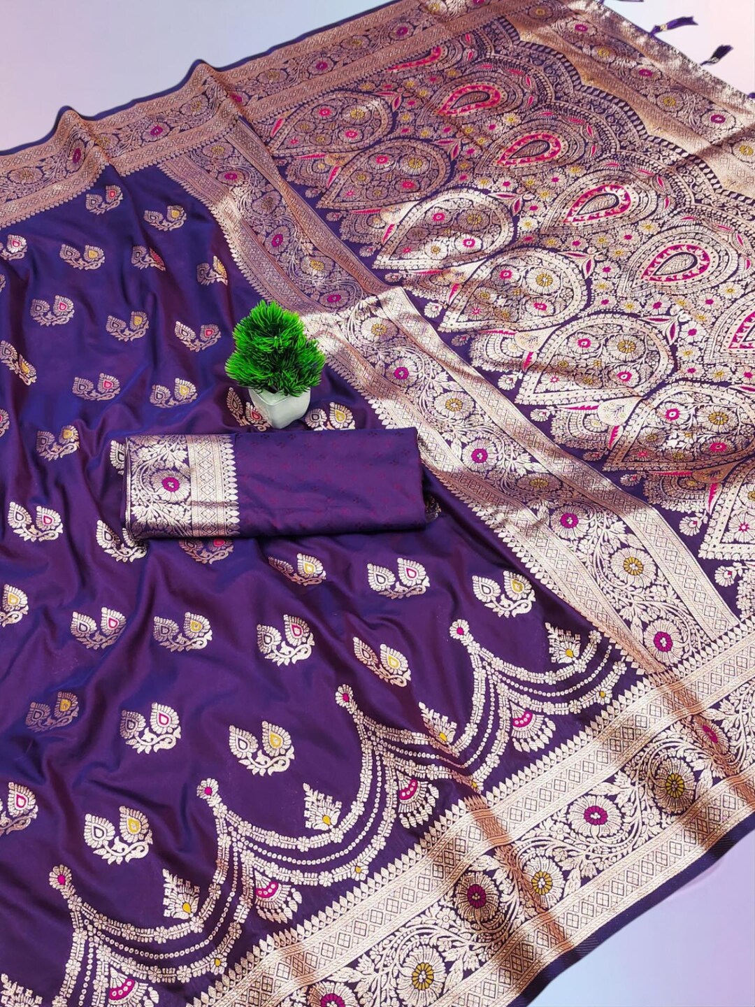 Banarasi Dress Material with Zari meenakari Stylish weaving and Handloom dupatta