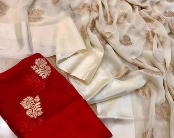 Viscose Georgette Saree: Golden Zari Weaving, Satin Border