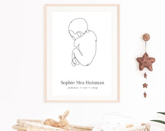 Digital Print | Printable Birth Poster | Personalized Baby Shower Gift | Maternity Gift With Birth Details | Minimalist Baby Gift