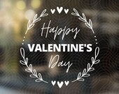 Happy Valentines Day Wreath | Valentine SVG PNG | For Commercial & Personal Use | Valentijnsdag Raamsticker | Silhouette cricut | Cut File