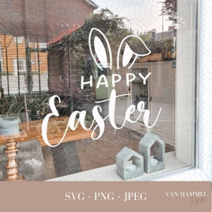 Happy Easter Bunny Ears SVG PNG JPEG | Window Cling Download | Window Cling svg | Free Commercial Use | Silhouette Cut File | Easter Decor