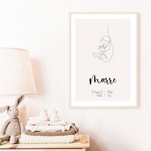 Impressão digital personalizada | Imprimível | pôster personalizado do nascimento | Presente de maternidade com detalhes de nascimento | Presente minimalista para bebê