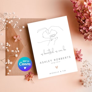 Digital Baby Birth Announcement Card | Birth Announcement Digital Print | Line Art | Birth Announcement | Photo Baby Announcement Card