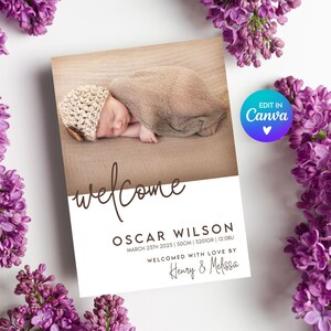 Birth Announcement Card | Birth Announcement Digital Print | Birth Card | Geboortekaartje | Baby Announcement Template