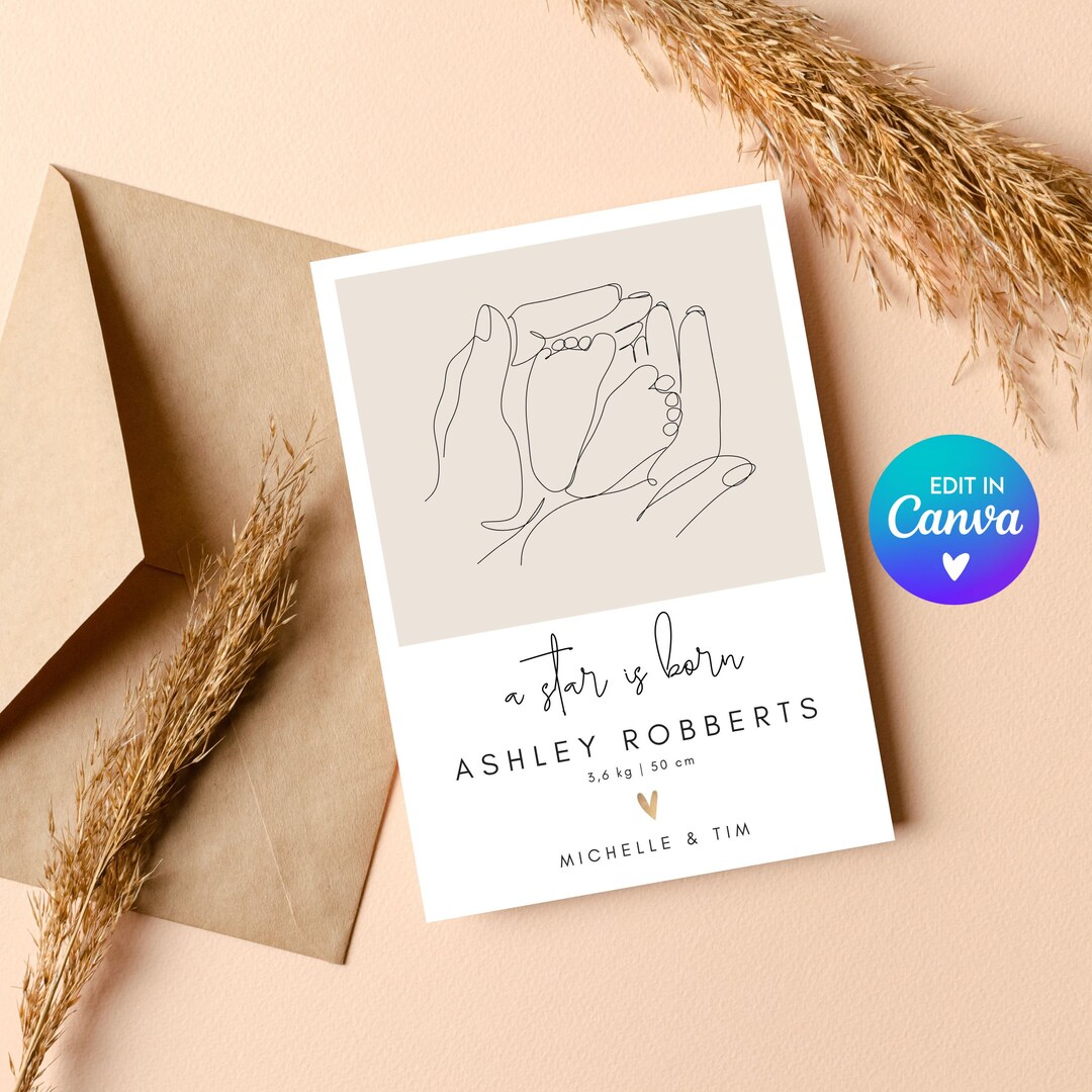 Digital Baby Birth Announcement Card Birth Announcement Digital Print