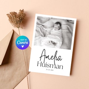 Birth Announcement Card | Birth Announcement Template | Birth Card | Custom Birth Card | Minimalist Baby Announcement Card