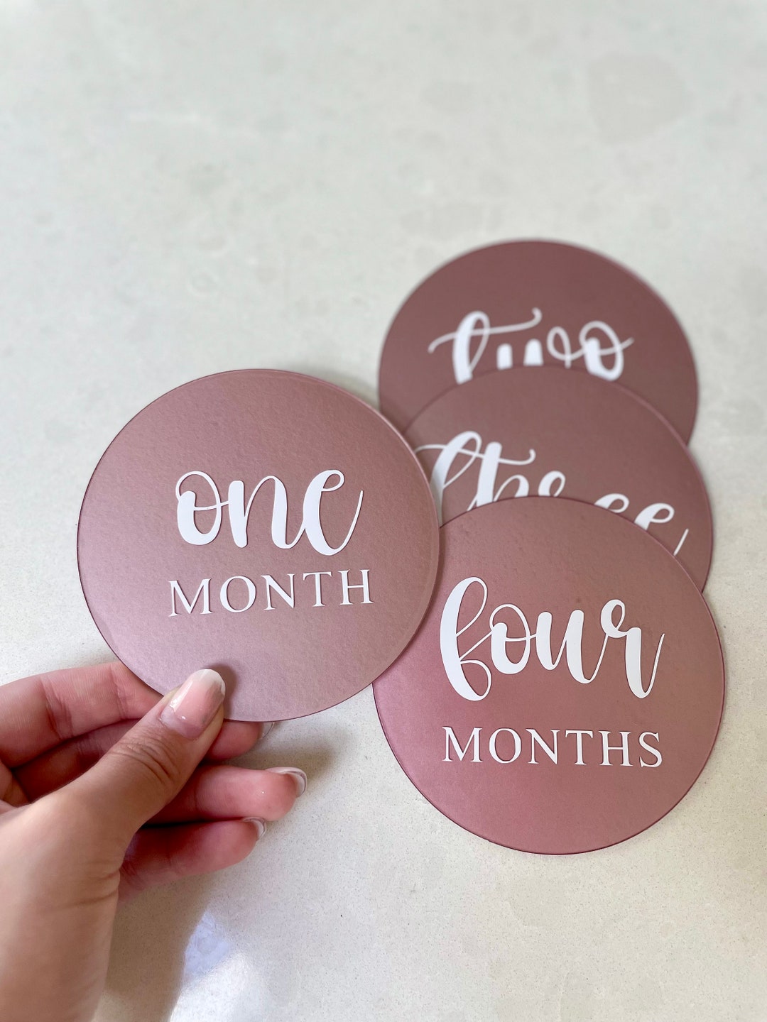 Acrylic Baby Milestone Cards, 12 Month Set, Monthly Milestone Discs ...