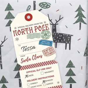 Gift Tags from Santa, Santa Labels, Digital File, Download, Print from Home