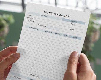 Monthly Budget Planner, Easy to use, Digital download, Printable