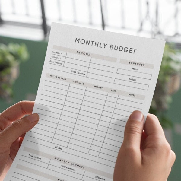 Monthly Budget Planner, Easy to use, Digital download, Printable