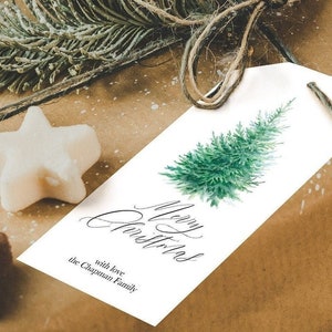 Pine Tree Christmas Gift Tags, Editable, Digital Download, Printable