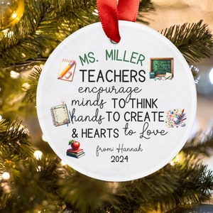 Personalized Teacher Acrylic Ornament with student name, Holiday teacher  Gift, Classroom Decor, End of Year Present, Teacher Appreciation
