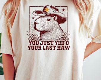 Cowgirl Shirt,Funny Capybara shirt Weird Meme tshirt,Vintage Retro shirt,capybara lover gift,Comfort color Rodent shirt