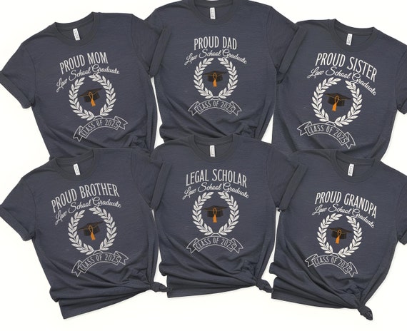 Proud Dad Mom Brother Sister of Law school graduate 2025 shirt, graduation gifts, graduation shirts for family, law school new grad shirt