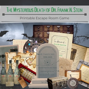 Escape Room-spel | Afdrukbare Escape Room | Vampierweerwolf Frankenstein Escape Room | Halloween-feestspel | Datumnachtspel | Familie spel