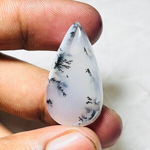 Dendriet opaal cabochon peervorm edelsteen maken voor alle sieraden. (36 x 20 x 5 MM. 33 kt.