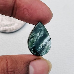 Rare - SERAPHINITE Cabochon Pear Shape Loose Gemstone Size:-21x15x3 Mm. Smooth polish AAA+   SERAPHINITE Making for All Jewelry. 9 Ct