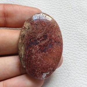 Oval Moss Agate Cabochon: Natural Gemstone for Jewelry (41x27x5mm, 50 CT.)