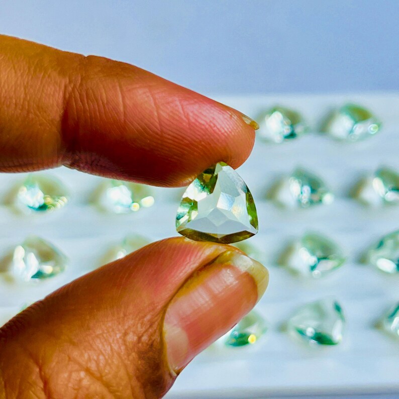 Trillion Lot Natural Green Amethyst Faceted Cut Loose Gemstone ...