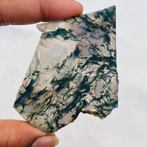 RARE ~ Natural Moss Agate Rough Moss Agate Slab Gemstone Raw Size:- 67X62X5 Mm Moss Agate  Slice Making All Jewelry. 205 CT.
