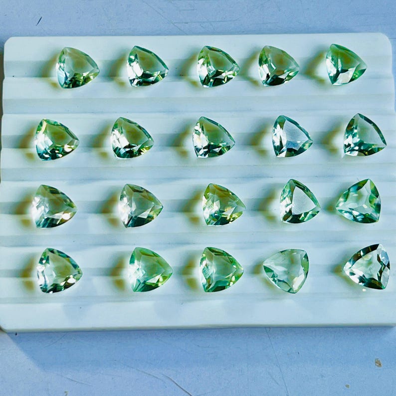 Trillion Lot Natural Green Amethyst Faceted Cut Loose Gemstone ...