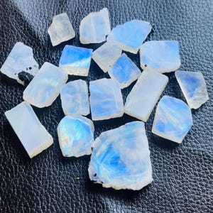 Blue Flashy Moonstone Slab: Raw Gemstone for Jewelry Making