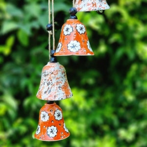 Hanging Bells, Memorial Wind chimes,Garden Decoration, balcony decor, ceramic bell chimes,garden ornaments,housewarming gift,farmhouse decor