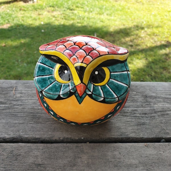 Chouette, cadeau pour les amateurs de chouette, figurine de chouette en céramique, Talavera, poterie, poterie mexicaine, art de la chouette, cache-pot, décoration de chambre, jardinière d'intérieur, décoration de jardin