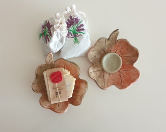 Autumn Leaves Set of 2 Ceramic Soap Dish, Handmade Ceramic Trinket Tray,Handmade Ceramic Jewelry Dish,Handmade Unique Gift,Housewarming Gift