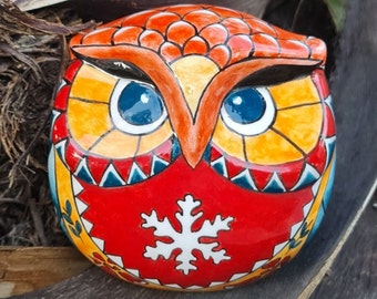 Owl,Owl Gifts, Ceramic owl figurine, Talavera, Pottery, Mexican Pottery, Owl Art,Plant Pot,Room Decor, indoor Planter, Garden Decor