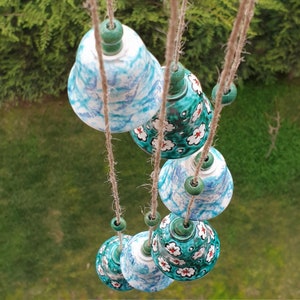 Hanging Bells, Memorial Wind chimes,Garden Decoration, balcony decor, ceramic bell chimes,garden ornaments,housewarming gift,farmhouse decor zdjęcie 10