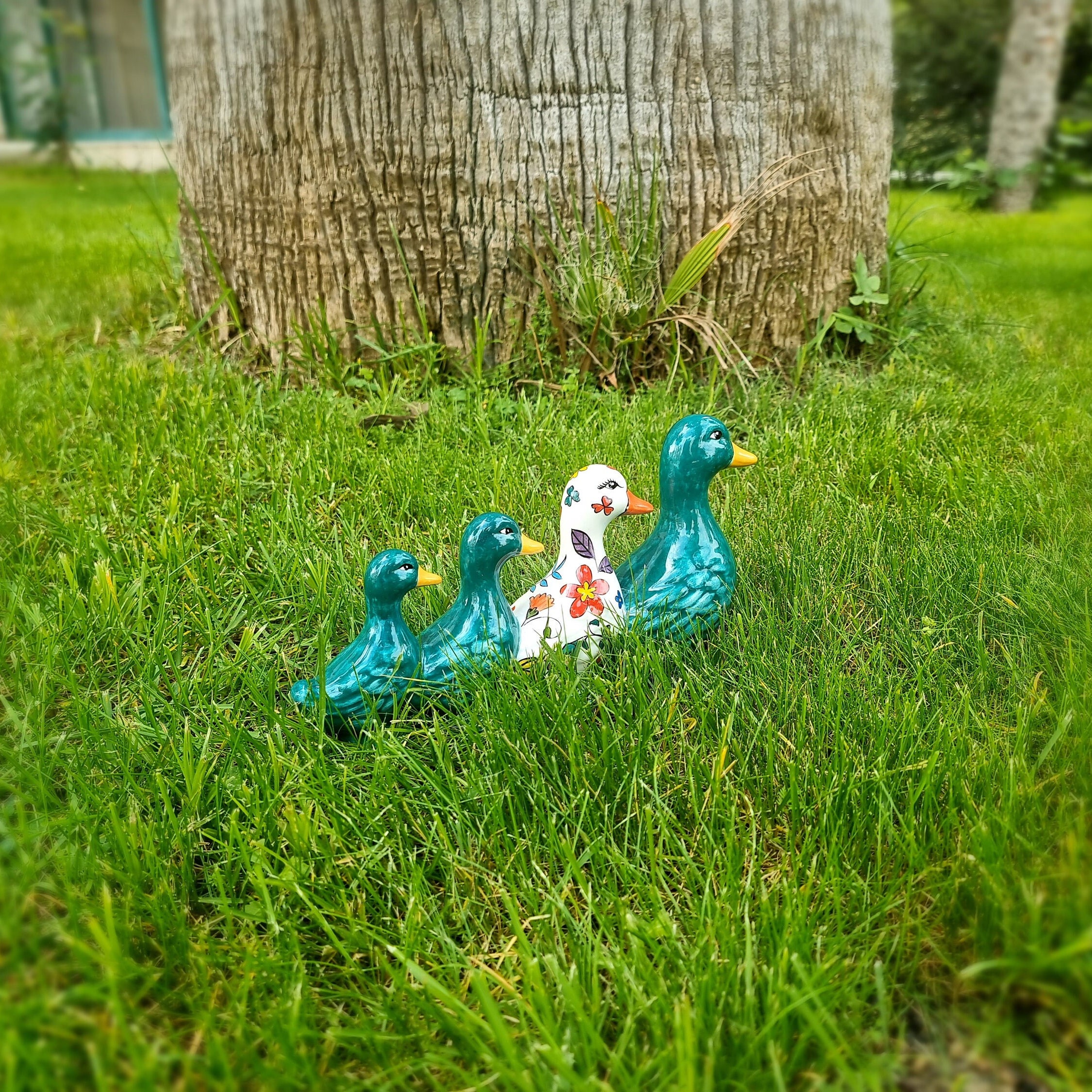 Handmade Ceramic Ducks, Outdoor Decoration, Hand Painted Ceramic Duck