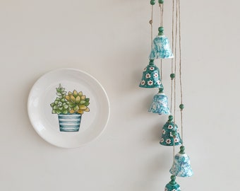 Hanging Bells, Memorial Wind chimes,Garden Decoration, balcony decor, ceramic bell chimes,garden ornaments,housewarming gift,farmhouse decor