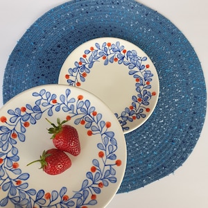 Set of 2 Handmade Ceramic Dessert Plate, Snack Dish, Ceramic Appetizer Plates, Navy Blue Cake Plate, Side Plate, Small Ceramic Plates