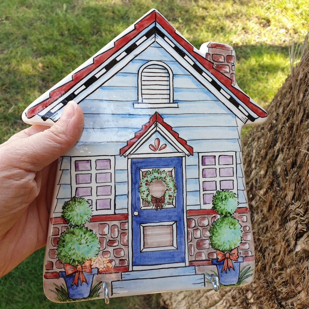 Hand Painted Ceramic Key Holder, Ceramic Key Hook, Ceramic Wall Decor