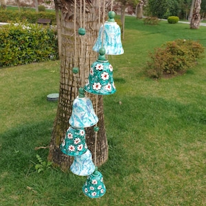 Hanging Bells, Memorial Wind chimes,Garden Decoration, balcony decor, ceramic bell chimes,garden ornaments,housewarming gift,farmhouse decor zdjęcie 2