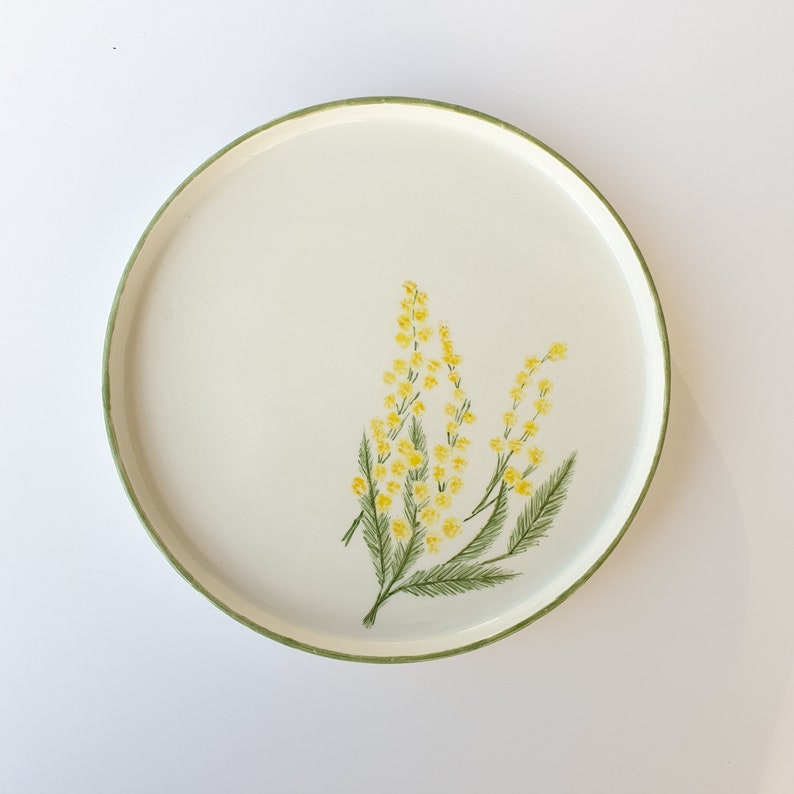 26 cm Set of 2 Handmade Ceramic Plate Set, Floral Ceramic Plate Set, Unique Pottery Platters, Housewarming Gift, flower pattern plate zdjęcie 2