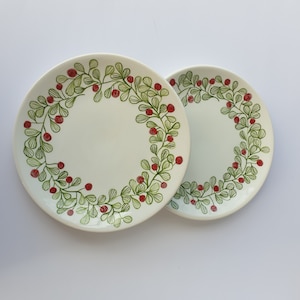Set of 2 Handmade Ceramic Dessert Plate, Snack Dish, Ceramic Appetizer Plates, Green Cake Plate, Side Plate, Small Ceramic Plates,
