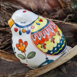 Handmade Ceramic Bird,Bookshelf decor,Hand Painted Ceramic Bird Statue, Colourful Bird figurine,bird ornament,handmade gift,bird,curiosities