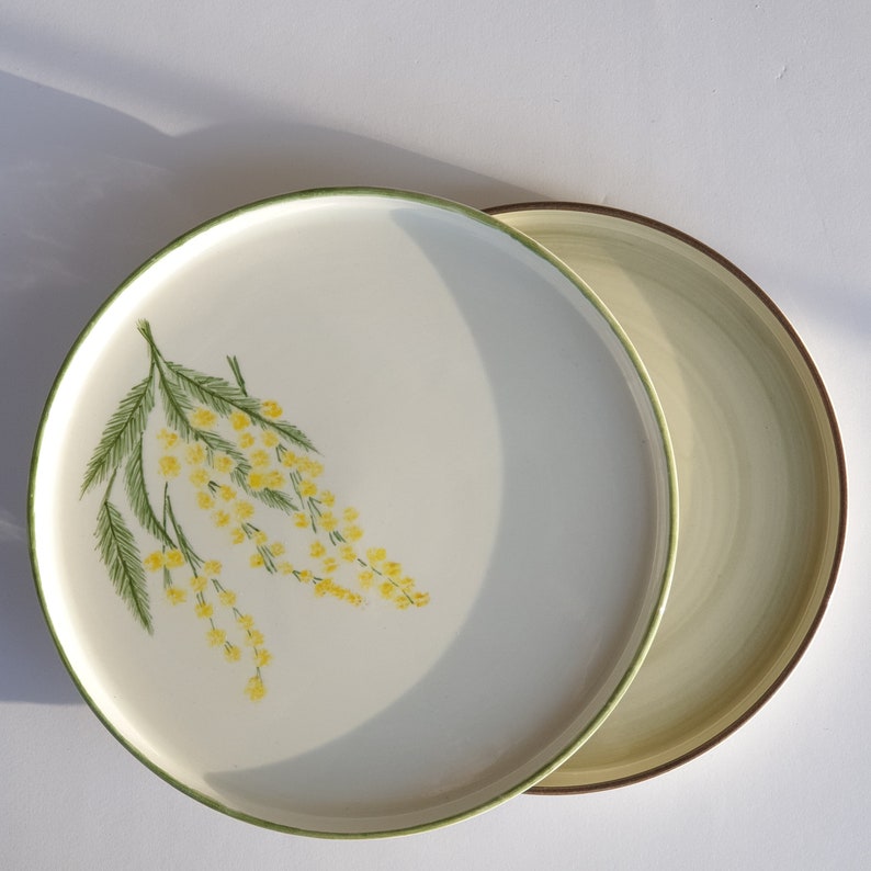 26 cm Set of 2 Handmade Ceramic Plate Set, Floral Ceramic Plate Set, Unique Pottery Platters, Housewarming Gift, flower pattern plate zdjęcie 7