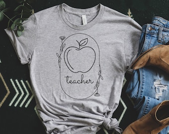 Teacher Shirt, Teacher Apple Shirt, Gift For Teacher, New Teacher Gifts, Educators Shirt, Teacher Gift