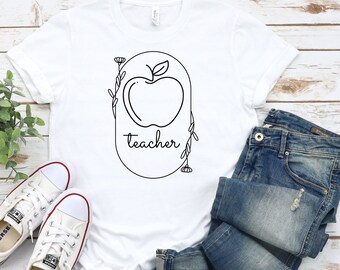 Teacher Shirt, Teacher Apple Shirt, Gift For Teacher, New Teacher Gifts, Educators Shirt, Teacher Gift