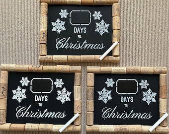 Wine Cork Countdown to Christmas Chalkboard for Holidays, Christmas Countdown Chalkboard