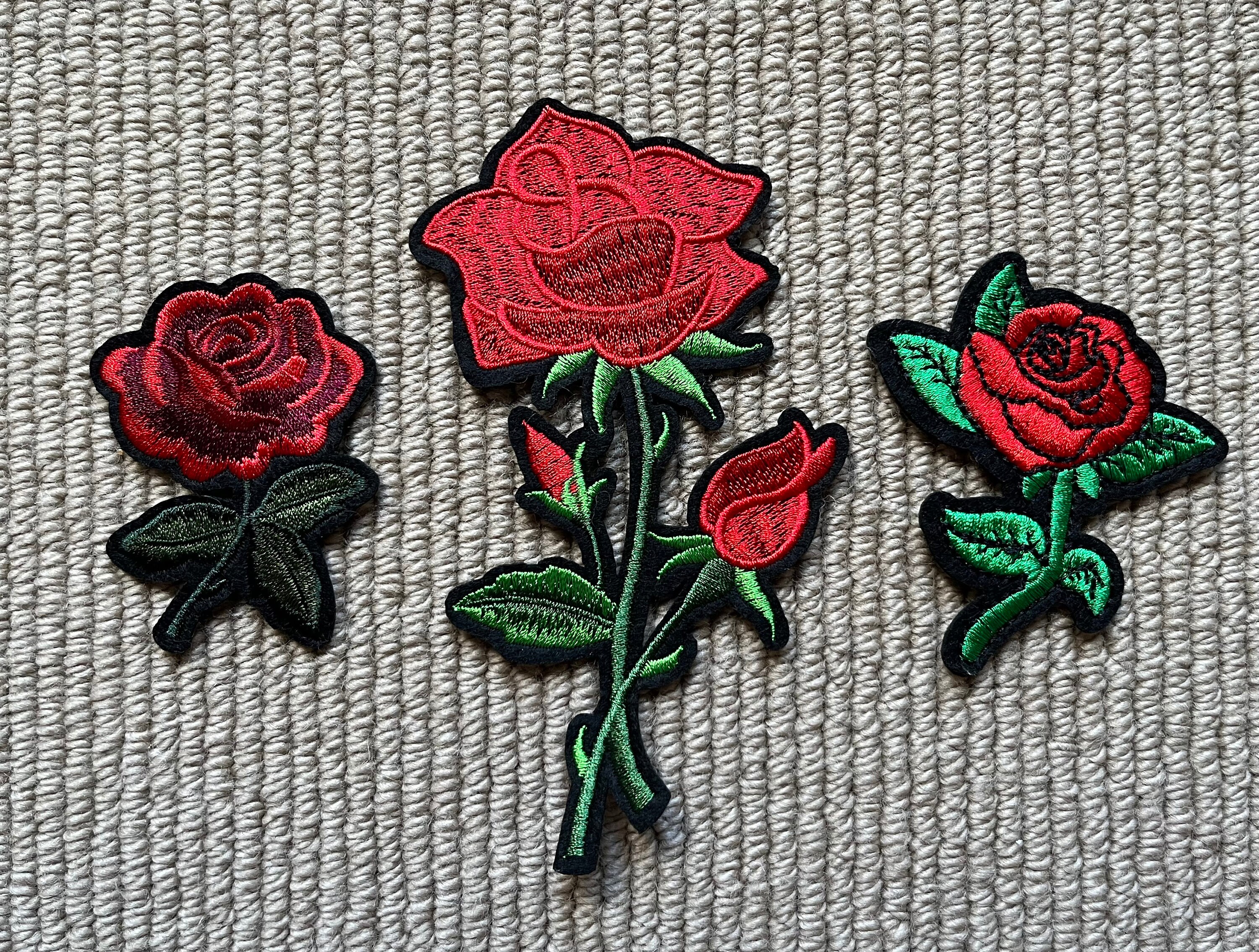 Banfeng 12pcs Rose Embroidered Lace Flower Applique Patches For Arts Crafts DIY Decor, Jeans, Jackets, Clothing, Bags