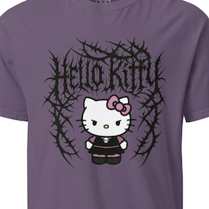 Heavyweight Garment Dyed T-shirt - Hello Kitty Deathcore Style Streetwear
