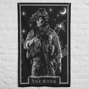 Die Mond Tarot Karte Tapisserie Flagge - Dark Tarot Serie - Wand Kunst, Wand Dekor, Dunkle Kunst, Geschenk für Sie, Aktiver Einsatz
