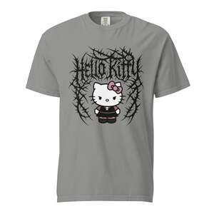 Heavyweight Garment Dyed T-shirt - Hello Kitty Deathcore Style Streetwear