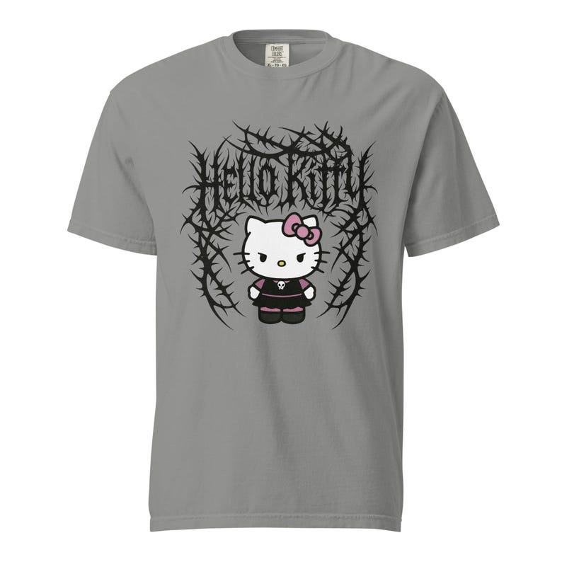 Heavyweight Garment Dyed T-shirt - Hello Kitty Deathcore Style Streetwear