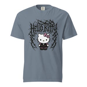 Heavyweight Garment Dyed T-shirt - Hello Kitty Deathcore Style Streetwear